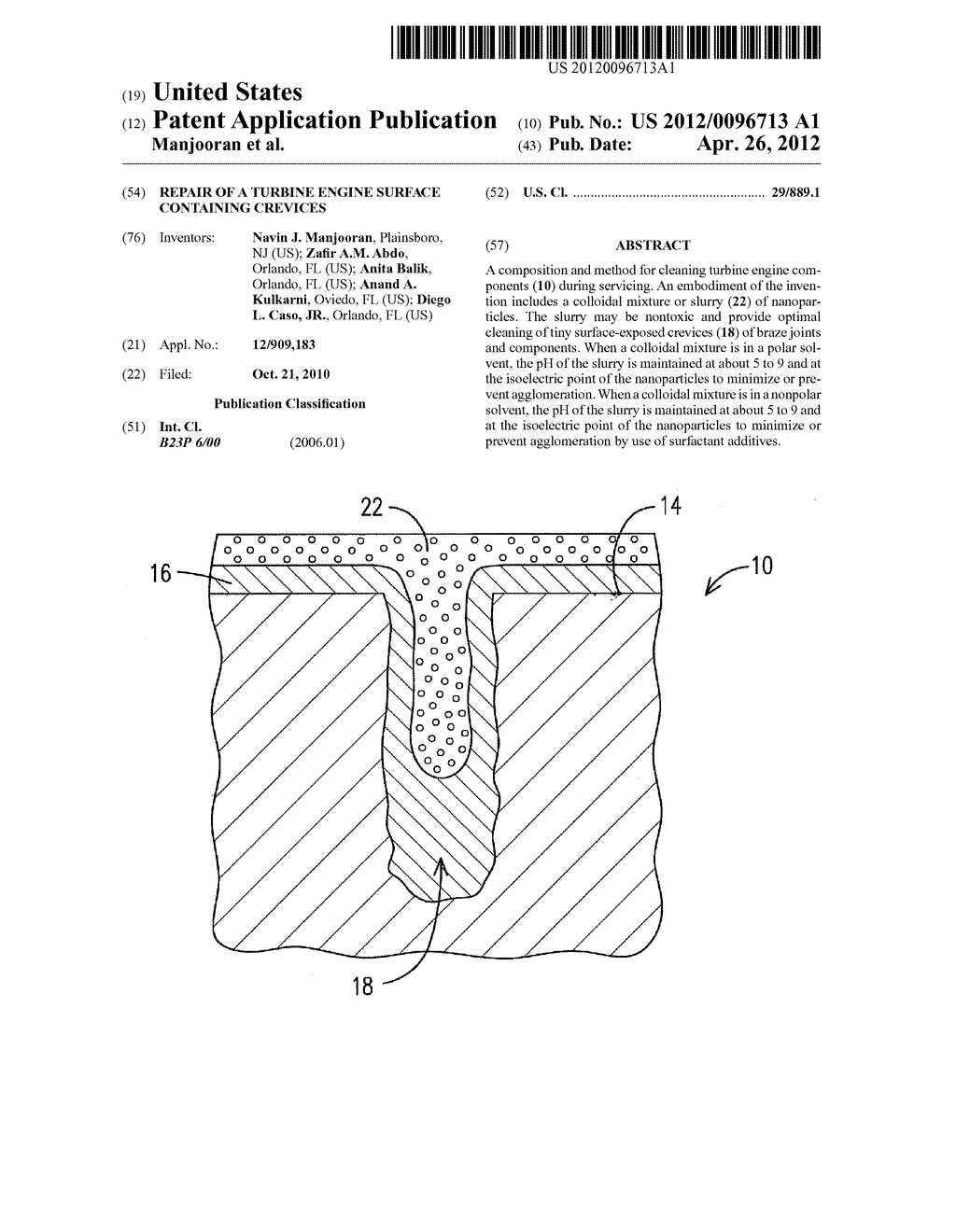 REPAIR OF A TURBINE ENGINE SURFACE CONTAINING CREVICES - diagram, schematic, and image 01