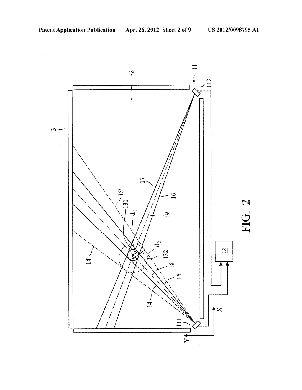 OPTICAL TOUCH SCREEN SYSTEM AND SENSING METHOD FOR THE SAME - diagram, schematic, and image 03