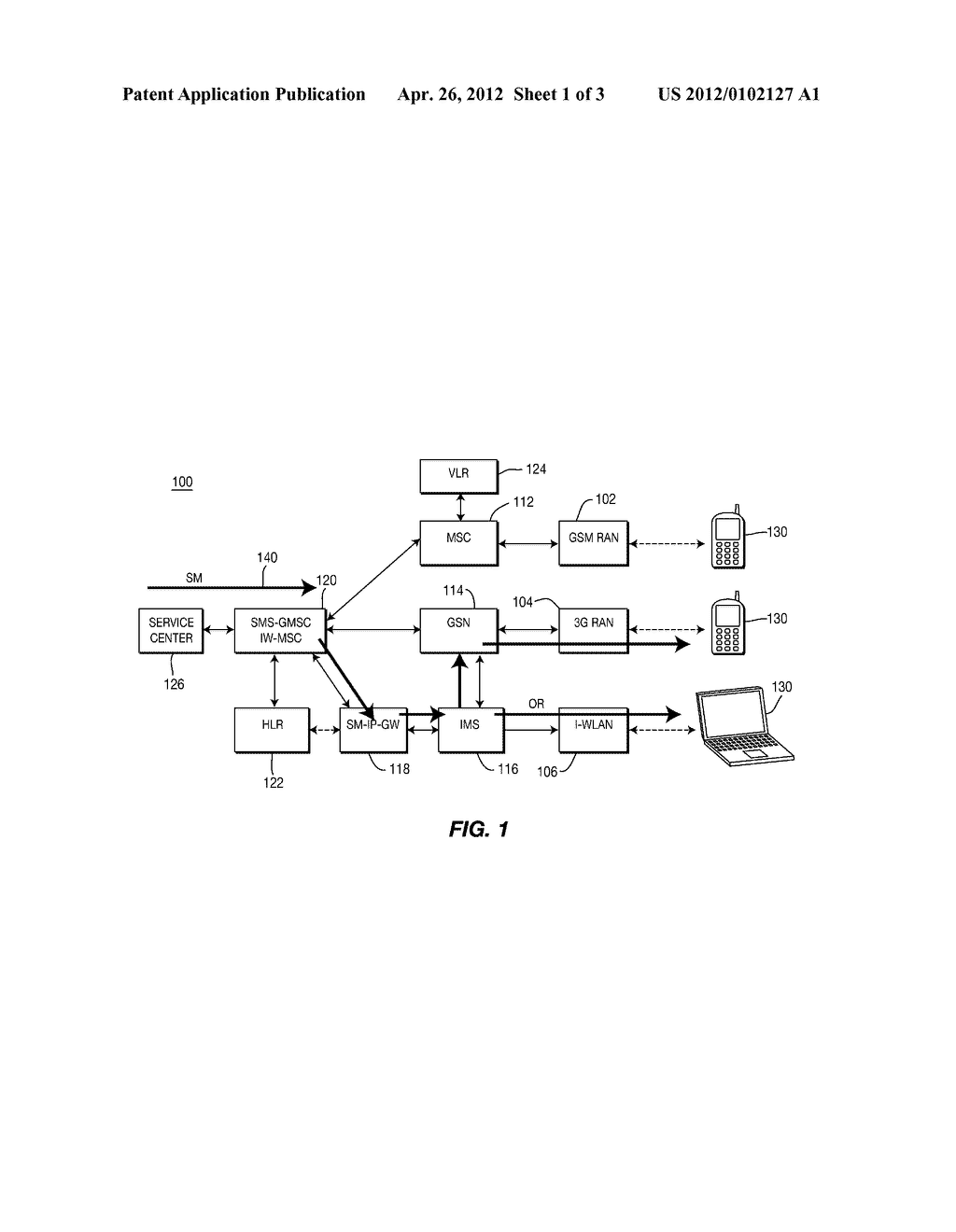 METHOD AND SYSTEM FOR REPORTING A SHORT MESSAGE CAPABILITY VIA AN IP     MULTIMEDIA SUBSYSTEM - diagram, schematic, and image 02