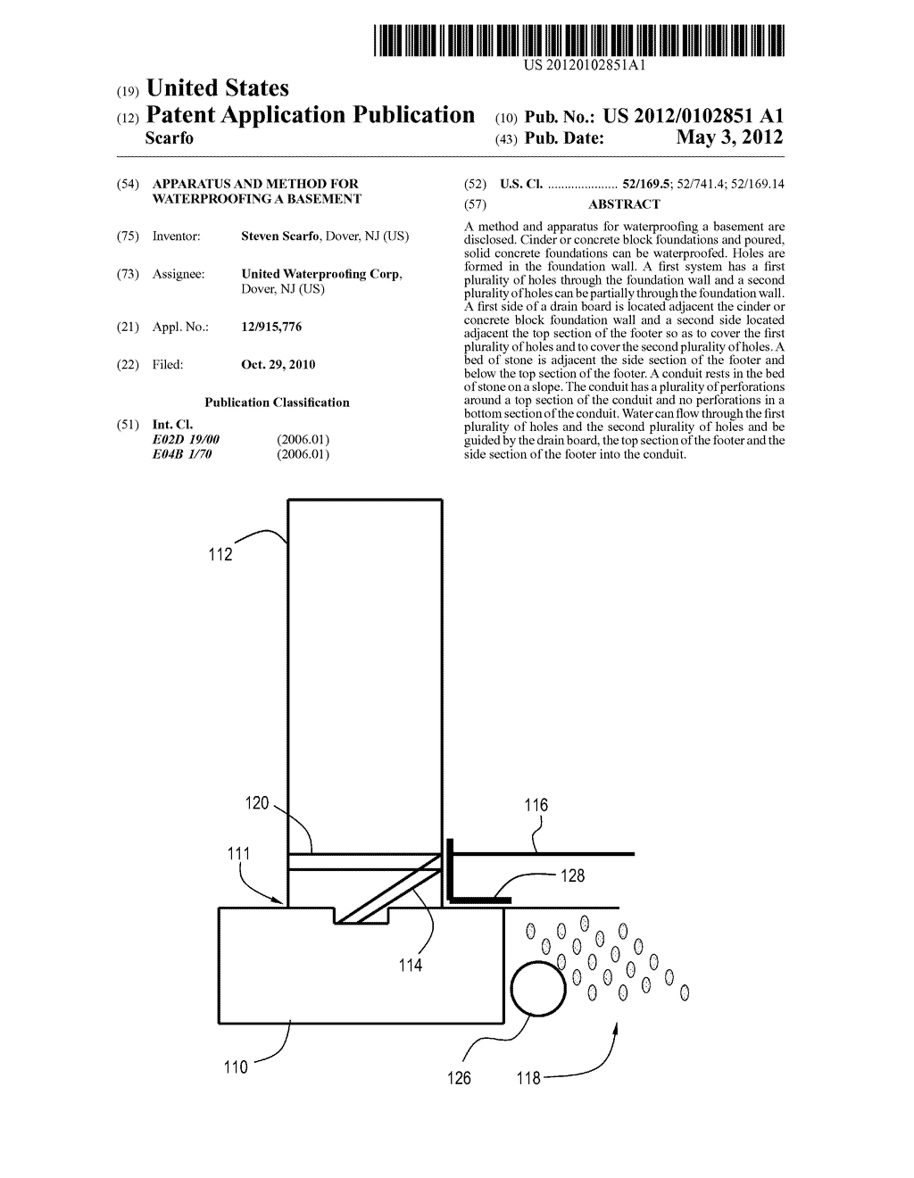 Apparatus and Method for Waterproofing a Basement - diagram, schematic, and image 01