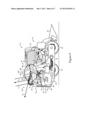 METHOD OF MIXING EXHAUST GAS EXITING AN EXHAUST STACK OUTLET WITH COOLING     AIR EXITING A COOLING PACKAGE OUTLET AND MACHINE USING SAME diagram and image