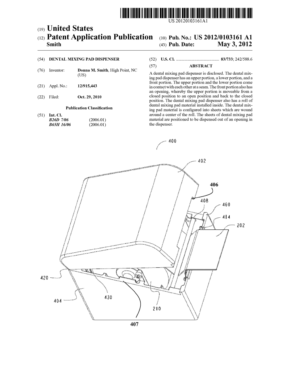 Dental Mixing Pad Dispenser - diagram, schematic, and image 01