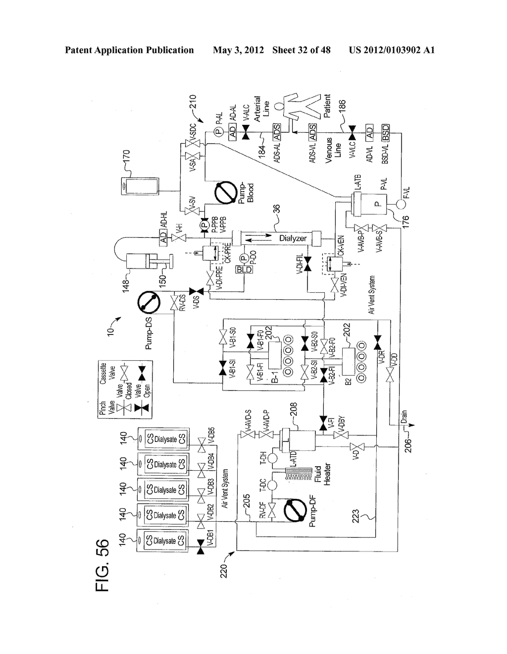 PERSONAL HEMODIALYSIS SYSTEM INCLUDING PRIMING SEQUENCE AND METHODS OF     SAME - diagram, schematic, and image 33