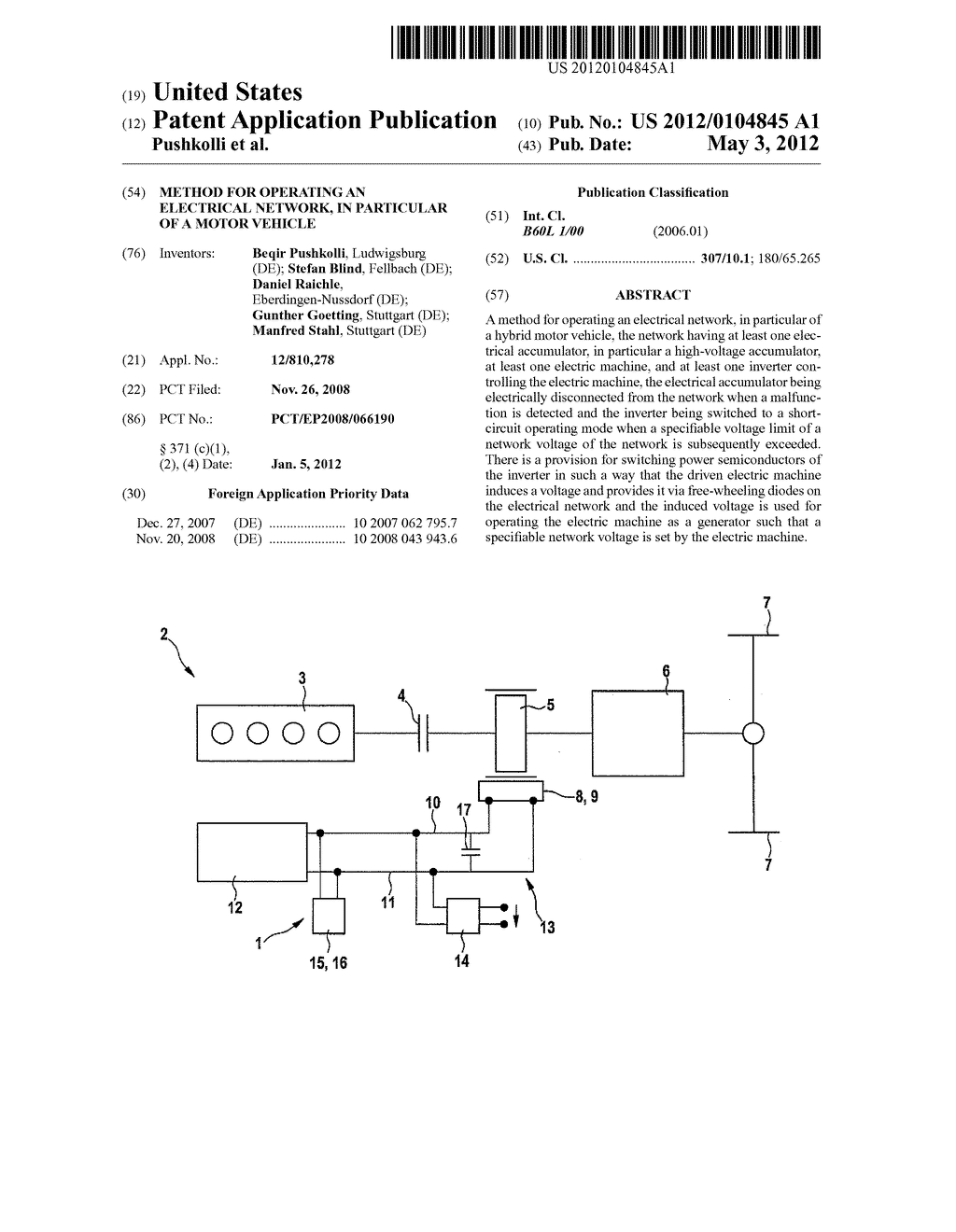 METHOD FOR OPERATING AN ELECTRICAL NETWORK, IN PARTICULAR OF A MOTOR     VEHICLE - diagram, schematic, and image 01