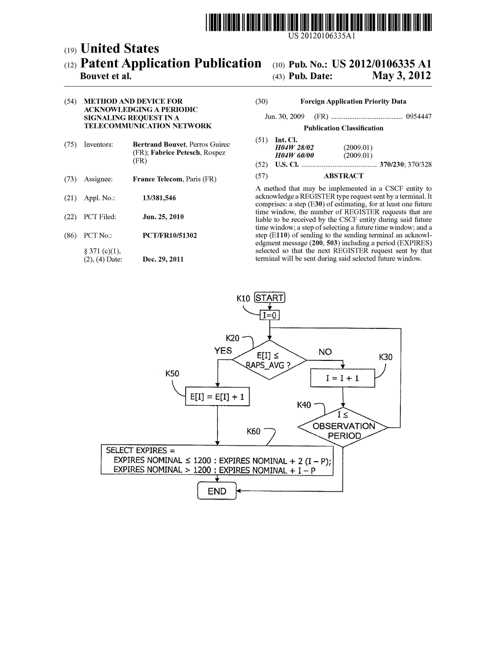 Method and device for acknowledging a periodic signaling request in a     telecommunication network - diagram, schematic, and image 01