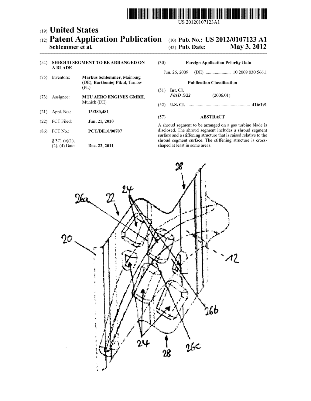 Shroud Segment to be Arranged on a Blade - diagram, schematic, and image 01