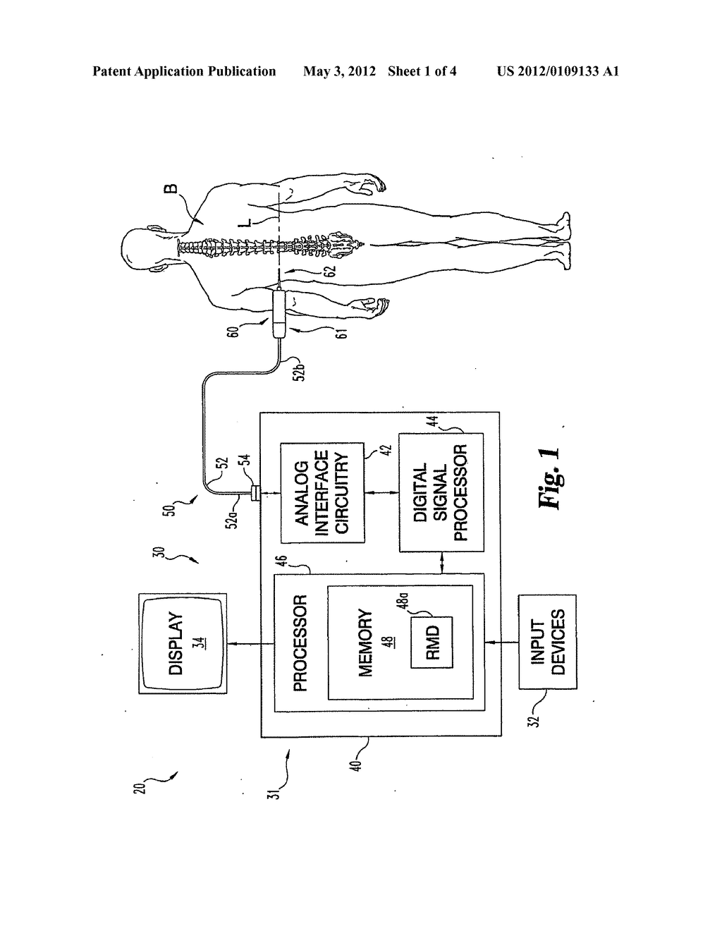 Device and Method for Operating a Tool Relative to Bone Tissue and     Detecting Neural Elements - diagram, schematic, and image 02