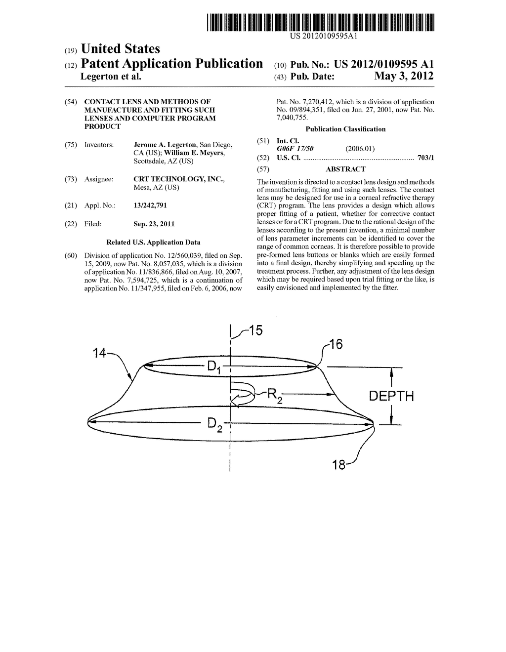 CONTACT LENS AND METHODS OF MANUFACTURE AND FITTING SUCH LENSES AND     COMPUTER PROGRAM PRODUCT - diagram, schematic, and image 01