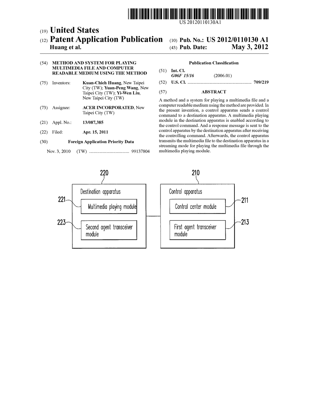 METHOD AND SYSTEM FOR PLAYING MULTIMEDIA FILE AND COMPUTER READABLE MEDIUM     USING THE METHOD - diagram, schematic, and image 01