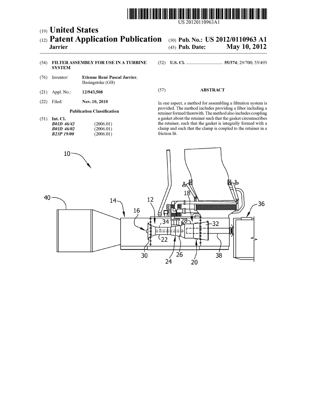 FILTER ASSEMBLY FOR USE IN A TURBINE SYSTEM - diagram, schematic, and image 01