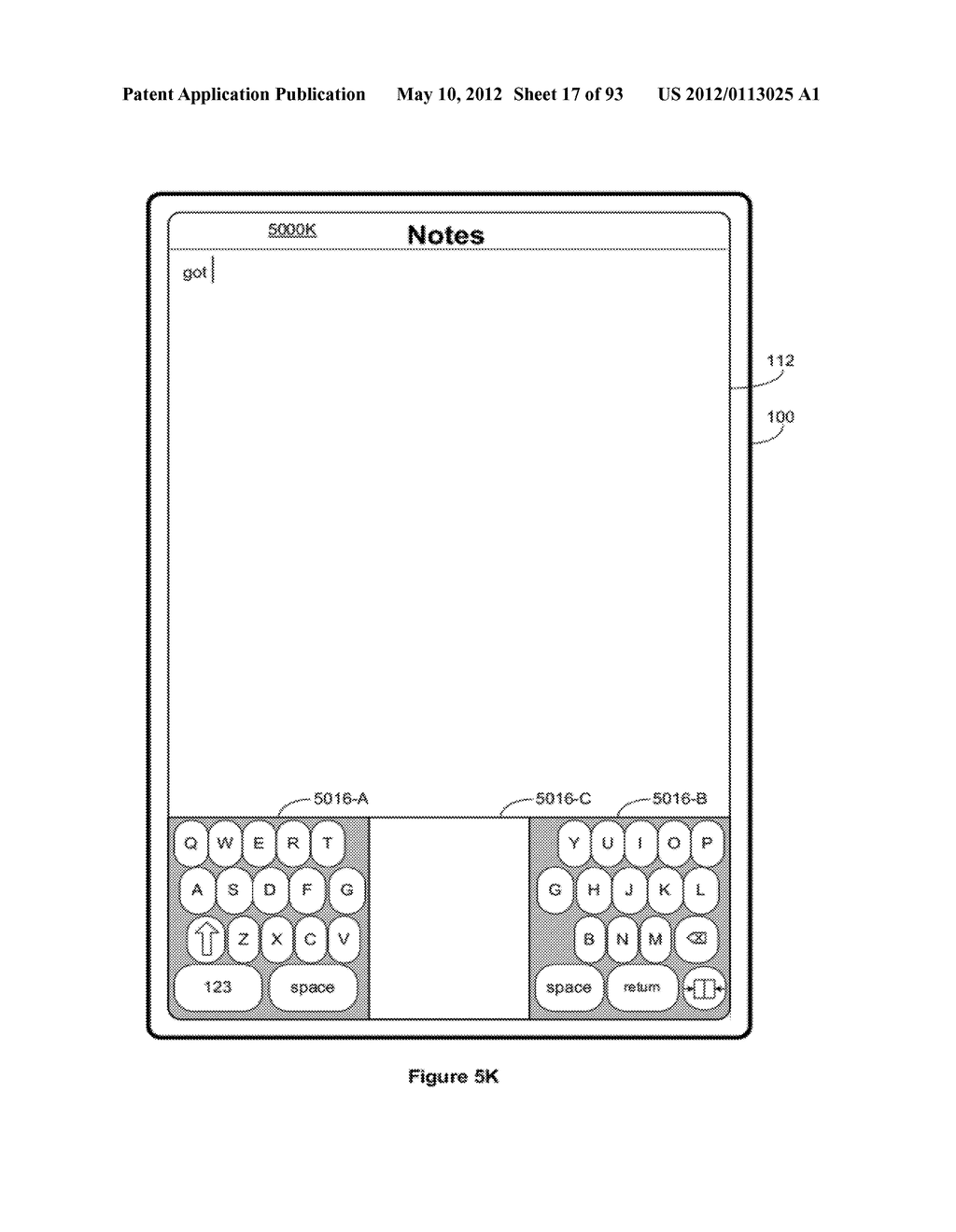 Device, Method, and Graphical User Interface for Manipulating Soft     Keyboards - diagram, schematic, and image 18
