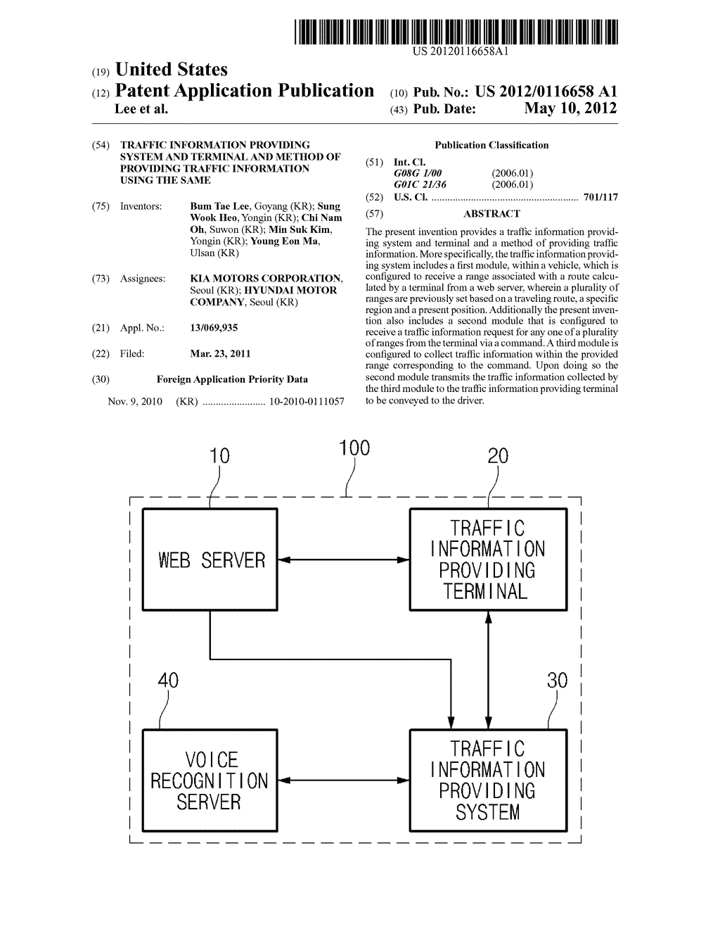 TRAFFIC INFORMATION PROVIDING SYSTEM AND TERMINAL AND METHOD OF PROVIDING     TRAFFIC INFORMATION USING THE SAME - diagram, schematic, and image 01