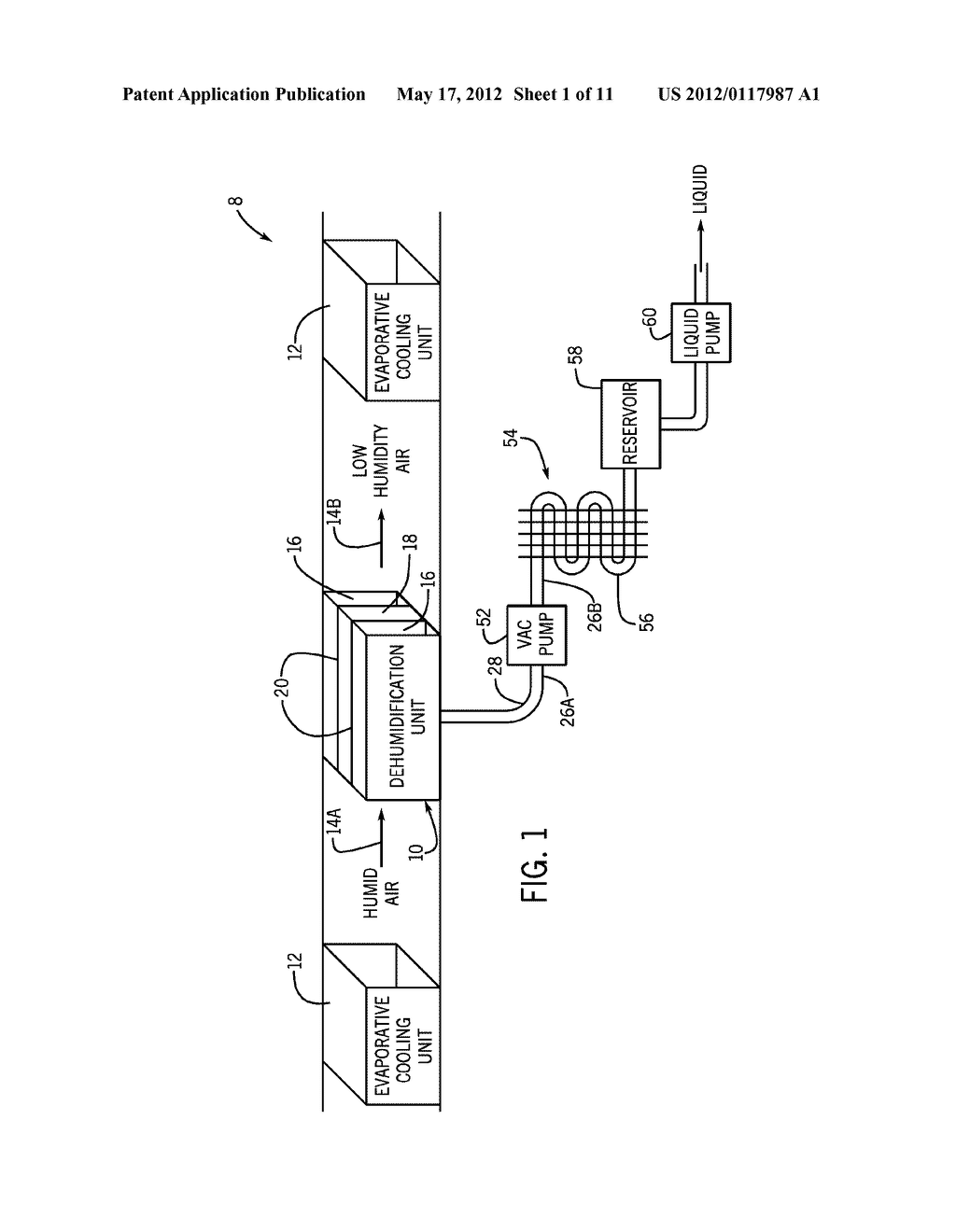 SYSTEM AND METHOD FOR EFFICIENT AIR DEHUMIDIFICATION AND LIQUID RECOVERY     WITH EVAPORATIVE COOLING - diagram, schematic, and image 02