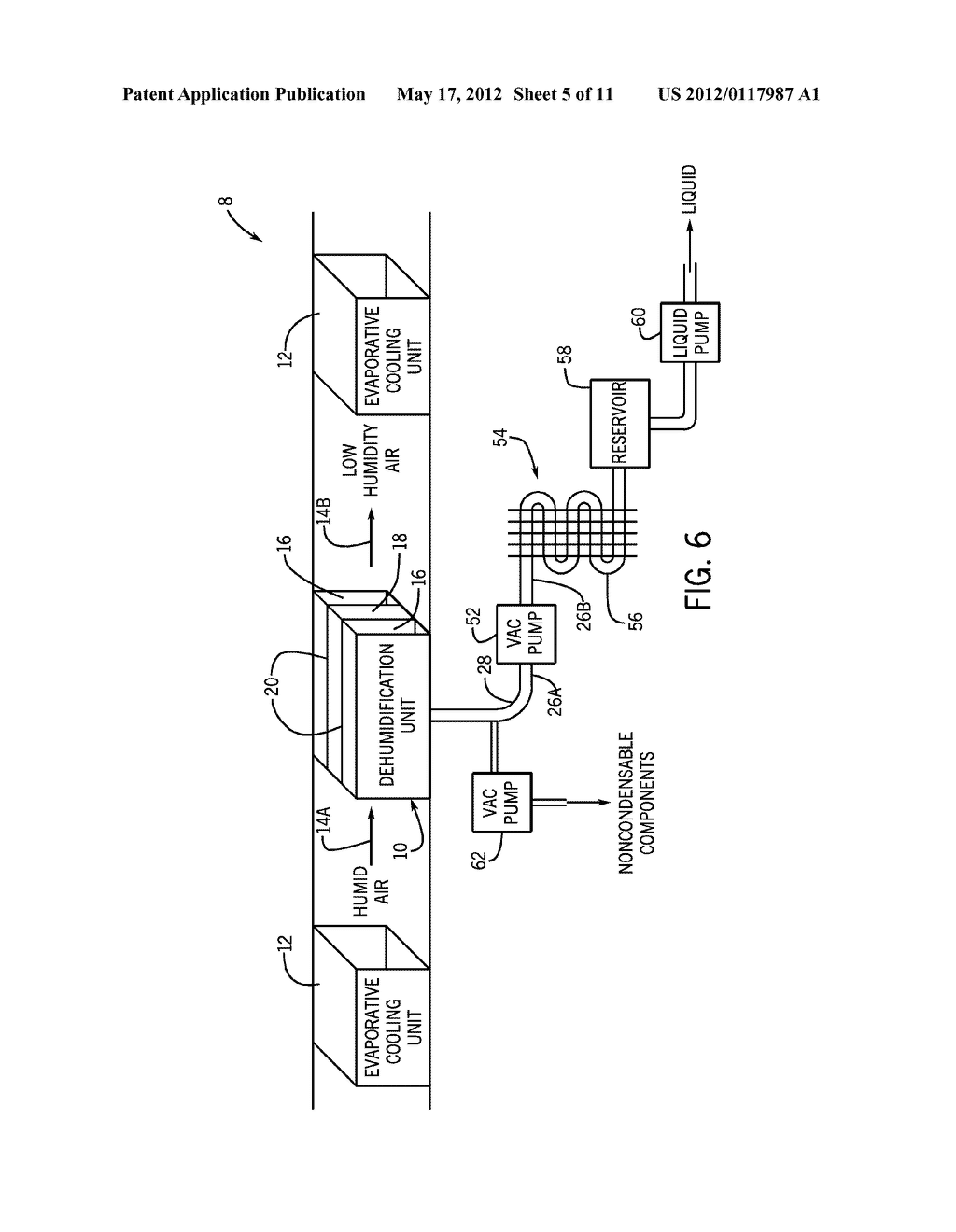 SYSTEM AND METHOD FOR EFFICIENT AIR DEHUMIDIFICATION AND LIQUID RECOVERY     WITH EVAPORATIVE COOLING - diagram, schematic, and image 06