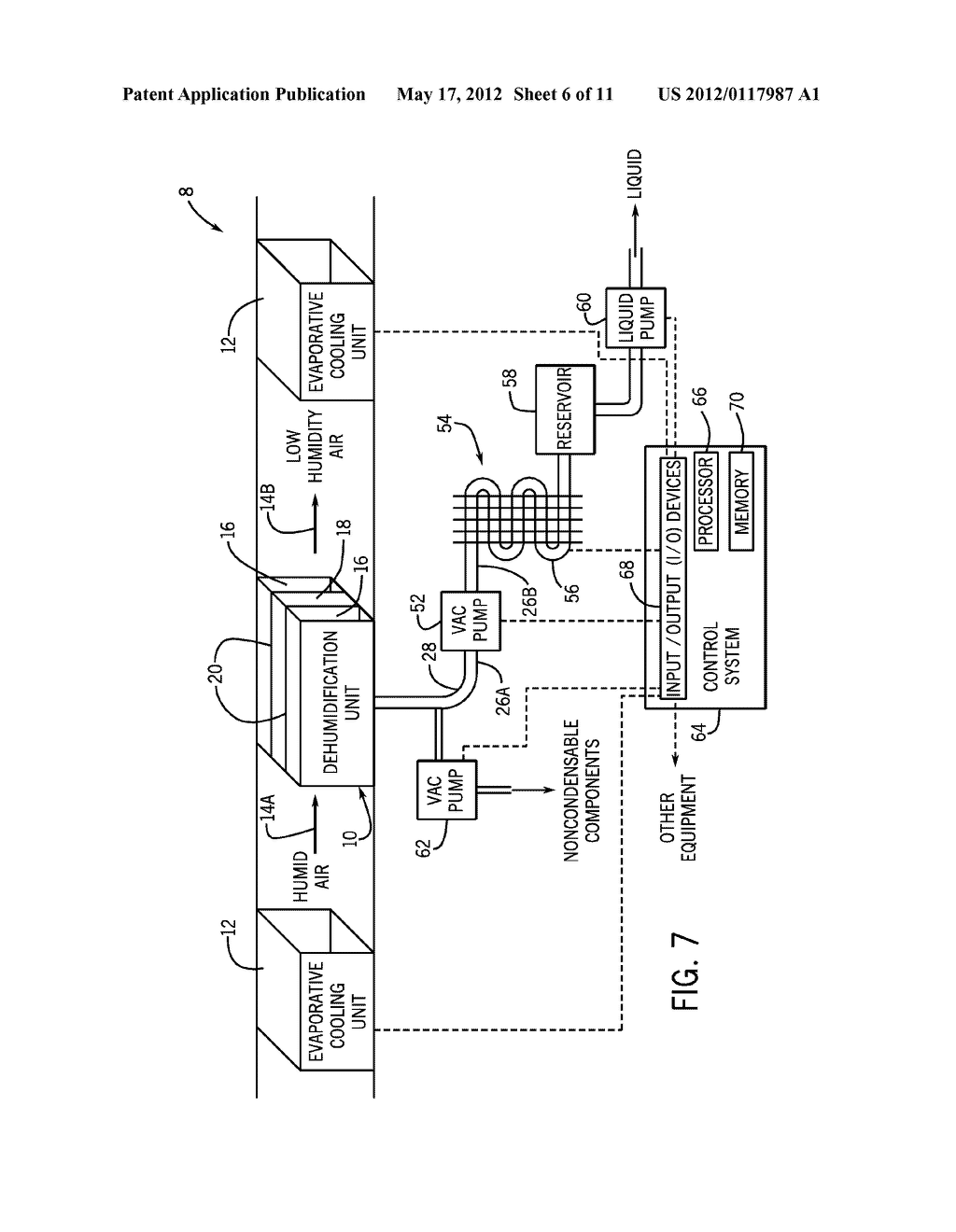 SYSTEM AND METHOD FOR EFFICIENT AIR DEHUMIDIFICATION AND LIQUID RECOVERY     WITH EVAPORATIVE COOLING - diagram, schematic, and image 07