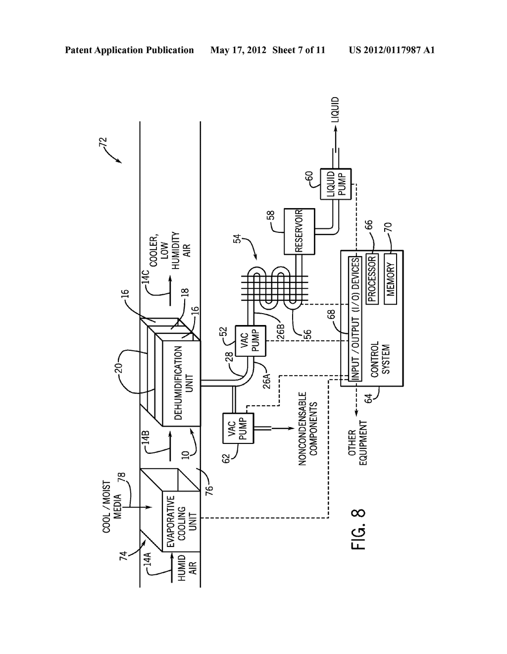 SYSTEM AND METHOD FOR EFFICIENT AIR DEHUMIDIFICATION AND LIQUID RECOVERY     WITH EVAPORATIVE COOLING - diagram, schematic, and image 08