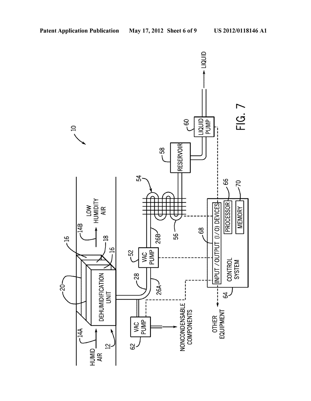 SYSTEM AND METHOD FOR EFFICIENT MULTI-STAGE AIR DEHUMIDIFICATION AND     LIQUID RECOVERY - diagram, schematic, and image 07