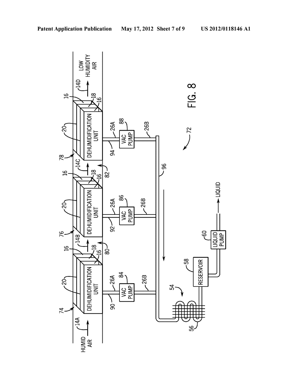 SYSTEM AND METHOD FOR EFFICIENT MULTI-STAGE AIR DEHUMIDIFICATION AND     LIQUID RECOVERY - diagram, schematic, and image 08