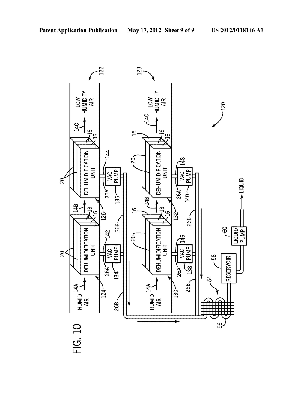 SYSTEM AND METHOD FOR EFFICIENT MULTI-STAGE AIR DEHUMIDIFICATION AND     LIQUID RECOVERY - diagram, schematic, and image 10