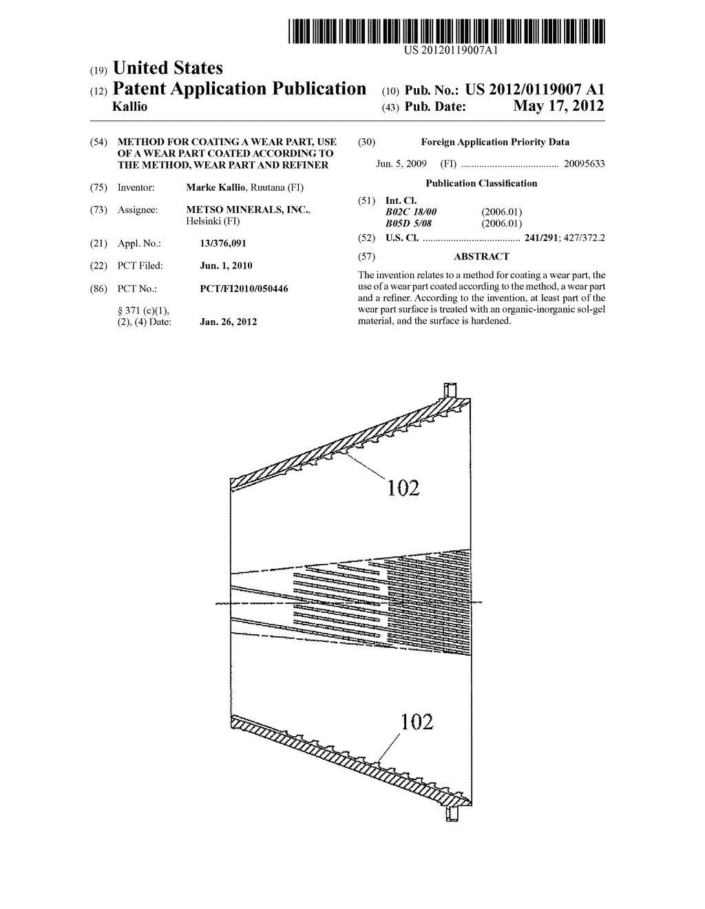 METHOD FOR COATING A WEAR PART, USE OF A WEAR PART COATED ACCORDING TO THE     METHOD, WEAR PART AND REFINER - diagram, schematic, and image 01