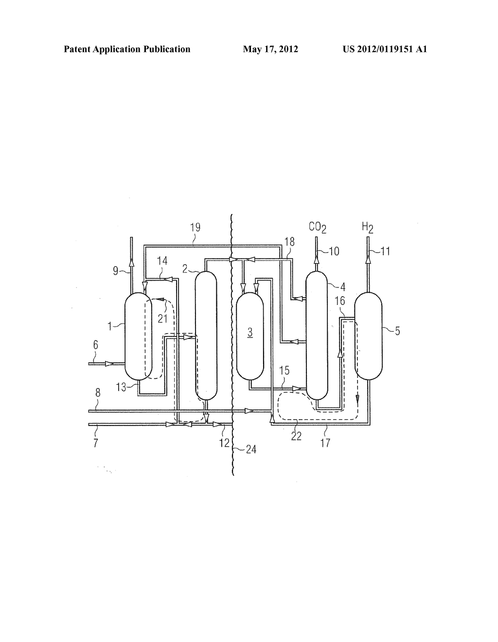 Method and facility for converting carbon monoxide and water into carbon     dioxide and hydrogen, with the removal of at least one product gas - diagram, schematic, and image 02