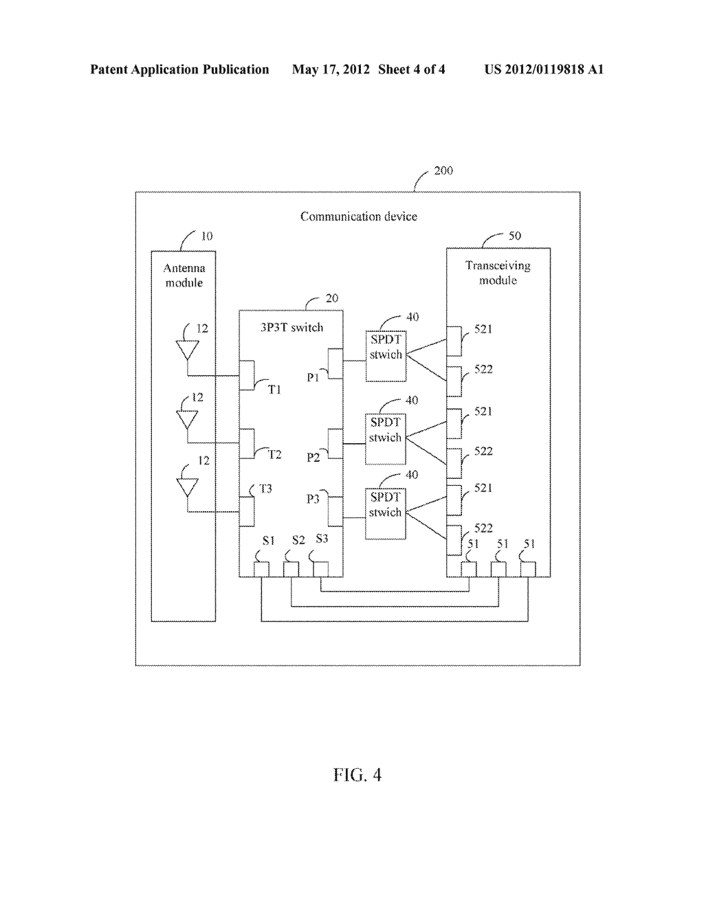 THREE-POLE THREE-THROW SWITCH AND COMMUNICATION DEVICE - diagram, schematic, and image 05