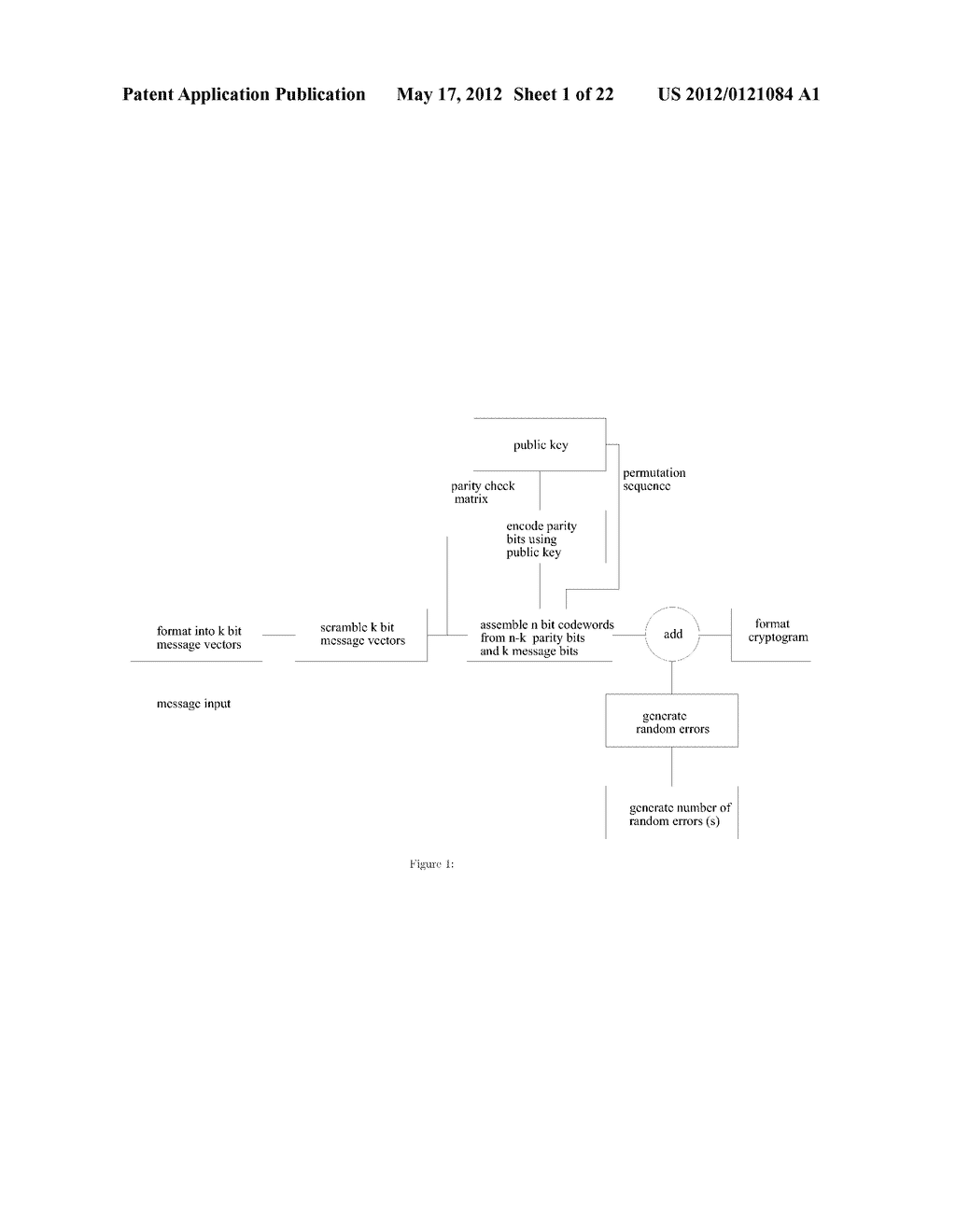 PUBLIC KEY ENCRYPTION SYSTEM USING ERROR CORRECTING CODES - diagram, schematic, and image 02