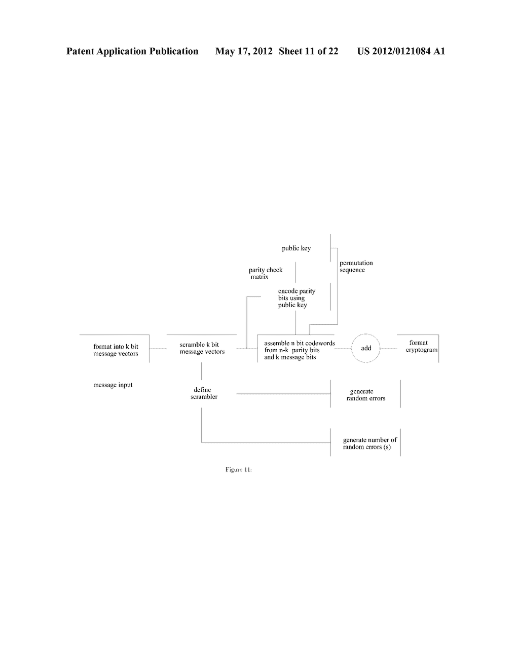PUBLIC KEY ENCRYPTION SYSTEM USING ERROR CORRECTING CODES - diagram, schematic, and image 12