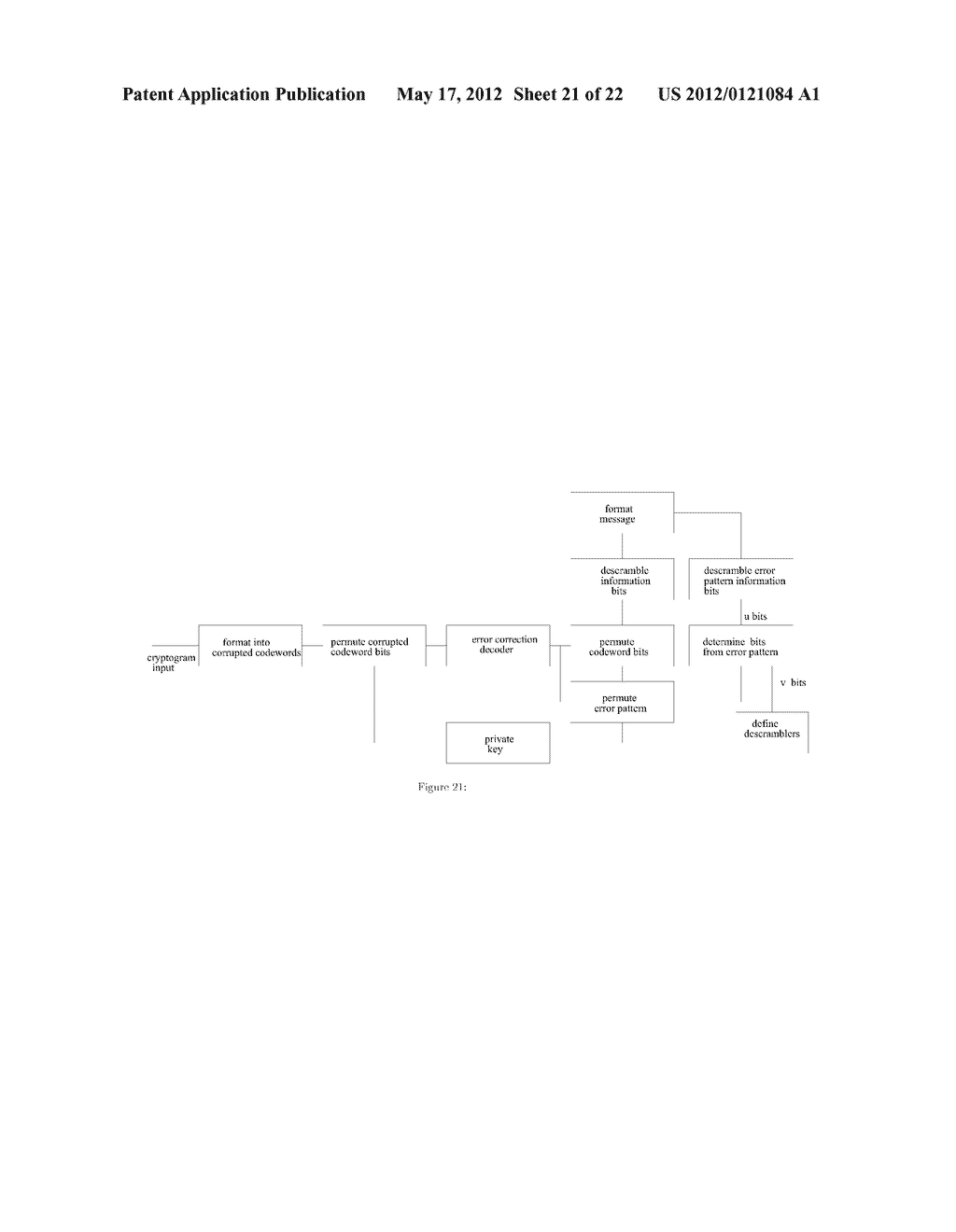 PUBLIC KEY ENCRYPTION SYSTEM USING ERROR CORRECTING CODES - diagram, schematic, and image 22