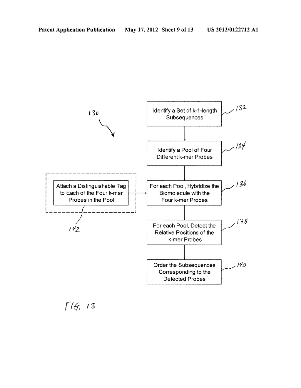 Methods for Sequencing a Biomolecule by Detecting Relative Positions of     Hybridized Probes - diagram, schematic, and image 10