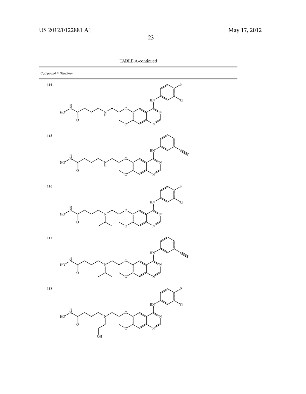 FORMULATION OF QUINAZOLINE BASED EGFR INHIBITORS CONTAINING A ZINC BINDING     MOIETY - diagram, schematic, and image 44