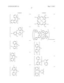 ORGANIC ELECTROLUMINESCENT ELEMENT MATERIAL, ORGANIC ELECTROLUMINESCENT     ELEMENT, METHOD OF MANUFACTURING ORGANIC ELECTROLUMINESCENT ELEMENT,     DISPLAY DEVICE, AND ILLUMINATING DEVICE diagram and image