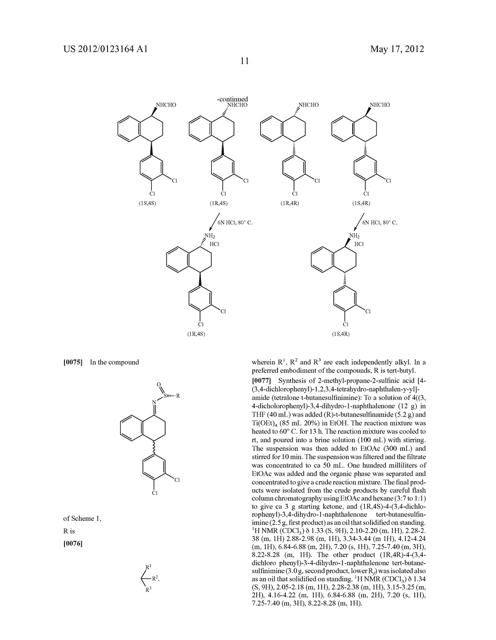 Combinations of Eszopiclone and Trans     4-(3,4-Dichlorophenyl)-1,2,3,4-Tetrahydro-N-Methyl-1-Napthalenamine or     Trans 4-(3,4-Dichlorophenyl)-1,2,3,4-Tetrahydro-1-Napthalenamine, and     Methods of Treatment of Menopause and Mood, Anxiety, and Cognitive     Disorders - diagram, schematic, and image 12