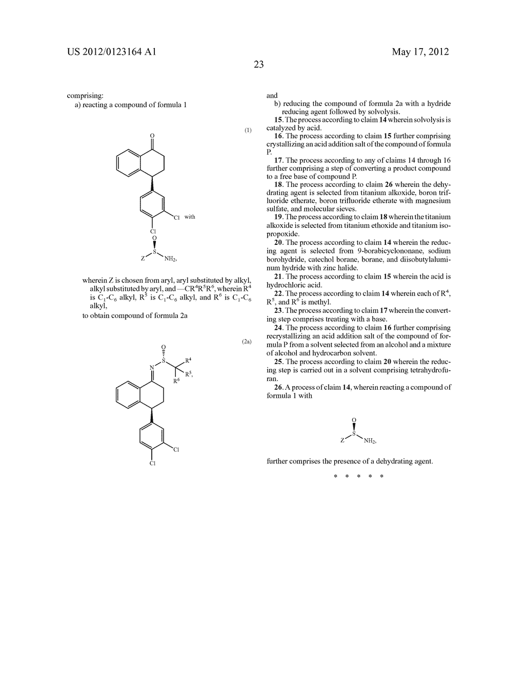 Combinations of Eszopiclone and Trans     4-(3,4-Dichlorophenyl)-1,2,3,4-Tetrahydro-N-Methyl-1-Napthalenamine or     Trans 4-(3,4-Dichlorophenyl)-1,2,3,4-Tetrahydro-1-Napthalenamine, and     Methods of Treatment of Menopause and Mood, Anxiety, and Cognitive     Disorders - diagram, schematic, and image 24