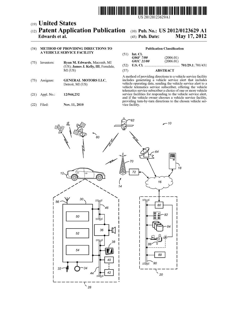 METHOD OF PROVIDING DIRECTIONS TO A VEHICLE SERVICE FACILITY - diagram, schematic, and image 01