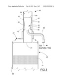 COMBINED INTAKE ASPIRATOR VENTURI TUBE AND WATER TRAP IN VERTICAL EXHAUST     OUTLET STACK diagram and image