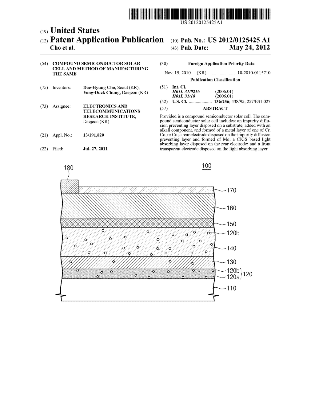 COMPOUND SEMICONDUCTOR SOLAR CELL AND METHOD OF MANUFACTURING THE SAME - diagram, schematic, and image 01