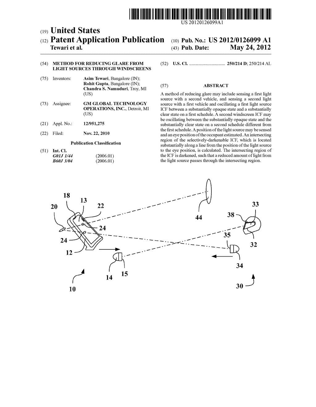 METHOD FOR REDUCING GLARE FROM LIGHT SOURCES THROUGH WINDSCREENS - diagram, schematic, and image 01