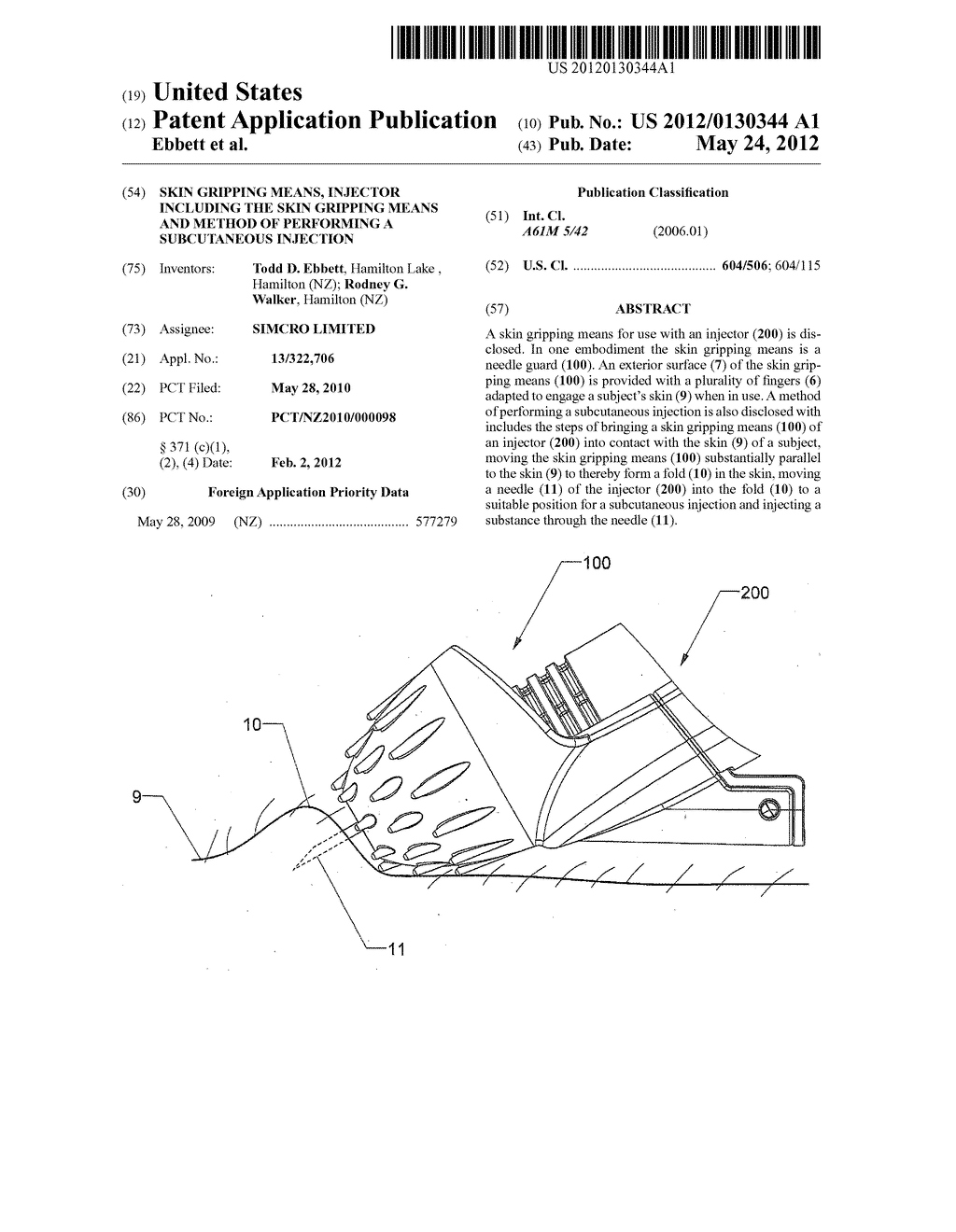 Skin Gripping Means, Injector Including the Skin Gripping Means and Method     of Performing a Subcutaneous Injection - diagram, schematic, and image 01