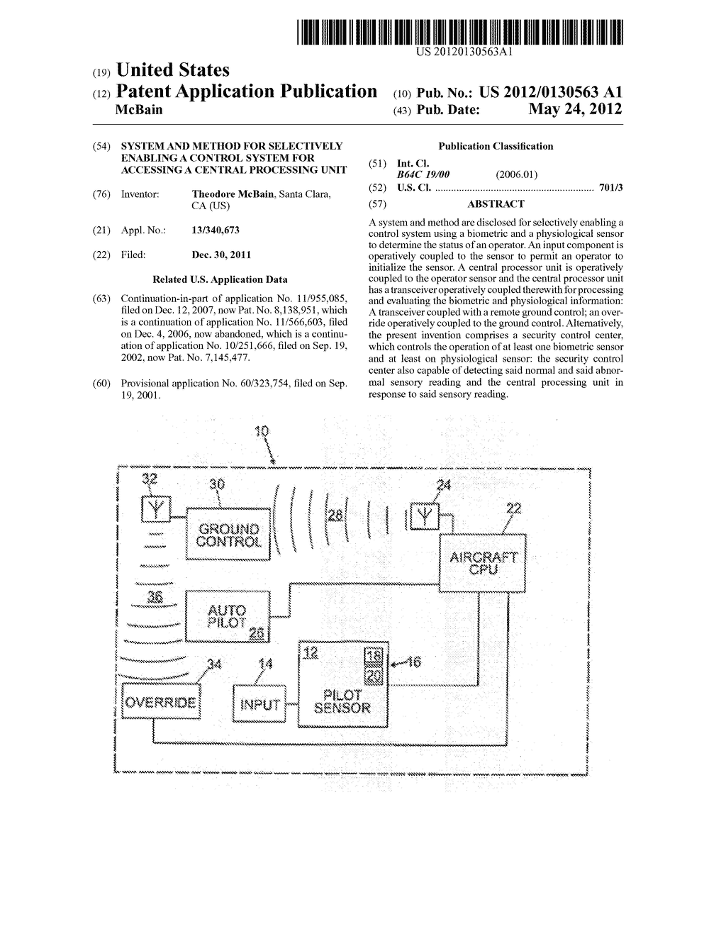 SYSTEM AND METHOD FOR SELECTIVELY ENABLING A CONTROL SYSTEM FOR ACCESSING     A CENTRAL PROCESSING UNIT - diagram, schematic, and image 01