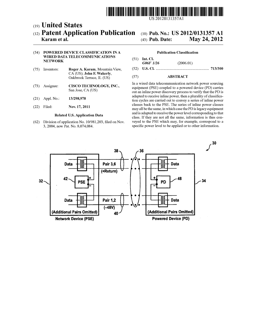 POWERED DEVICE CLASSIFICATION IN A WIRED DATA TELECOMMUNICATIONS NETWORK - diagram, schematic, and image 01