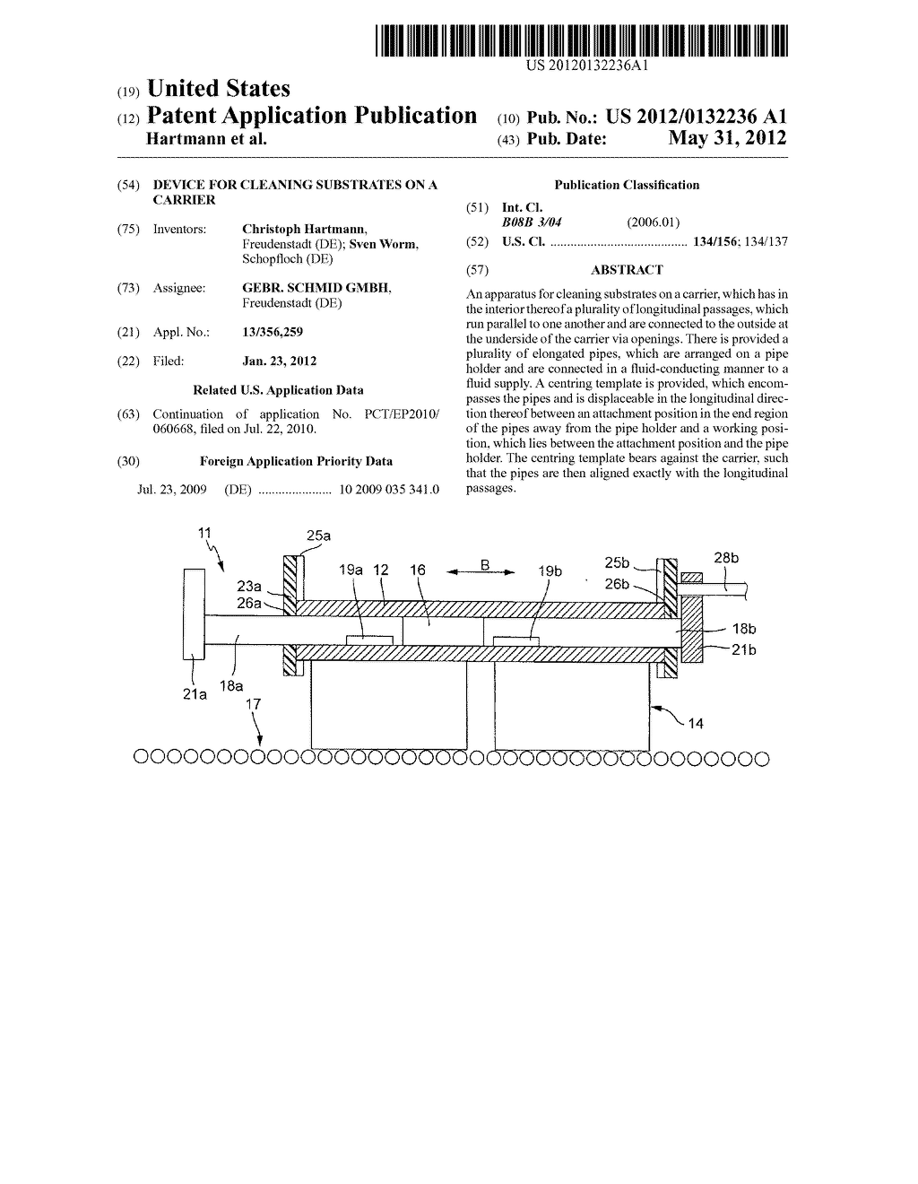 DEVICE FOR CLEANING SUBSTRATES ON A CARRIER - diagram, schematic, and image 01