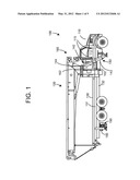 BOOM TRUCK WITH SPLAYED FORWARD FRONT STABILIZERS diagram and image