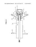 BOOM TRUCK WITH SPLAYED FORWARD FRONT STABILIZERS diagram and image