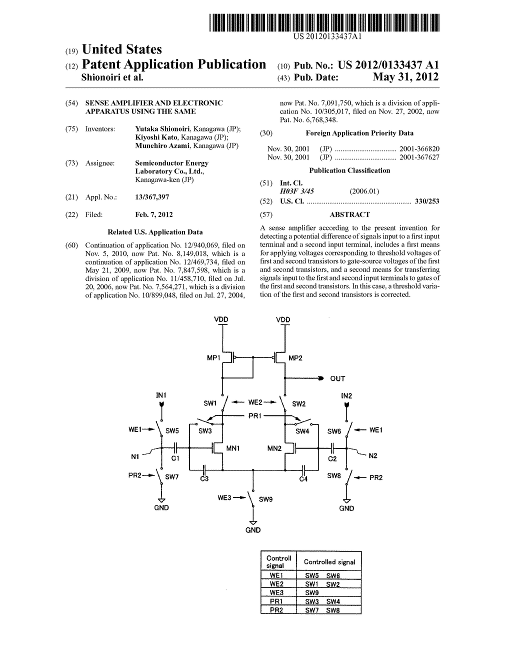 SENSE AMPLIFIER AND ELECTRONIC APPARATUS USING THE SAME - diagram, schematic, and image 01