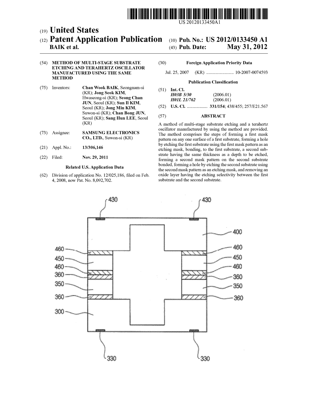 METHOD OF MULTI-STAGE SUBSTRATE ETCHING AND TERAHERTZ OSCILLATOR     MANUFACTURED USING THE SAME METHOD - diagram, schematic, and image 01