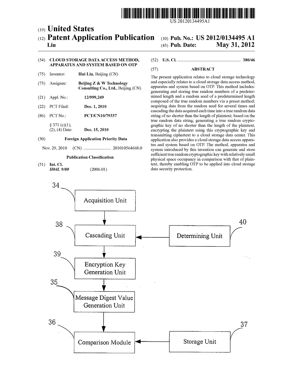 Cloud Storage Data Access Method, Apparatus and System Based on OTP - diagram, schematic, and image 01
