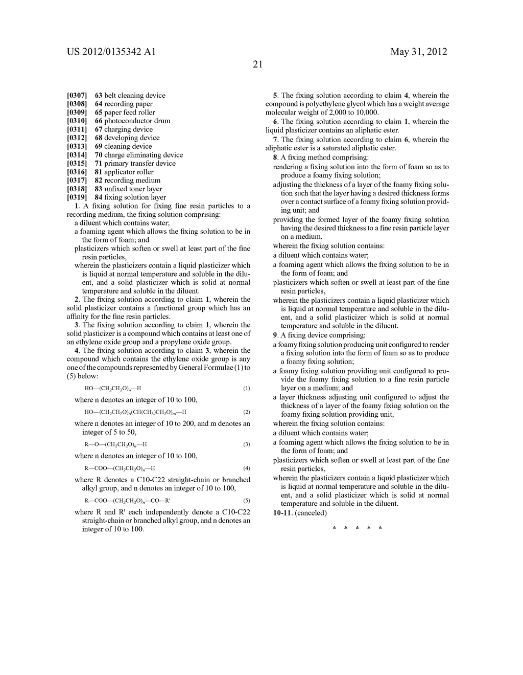 FIXING SOLUTION, FIXING METHOD, FIXING DEVICE, IMAGE FORMING METHOD AND     IMAGE FORMING APPARATUS - diagram, schematic, and image 31