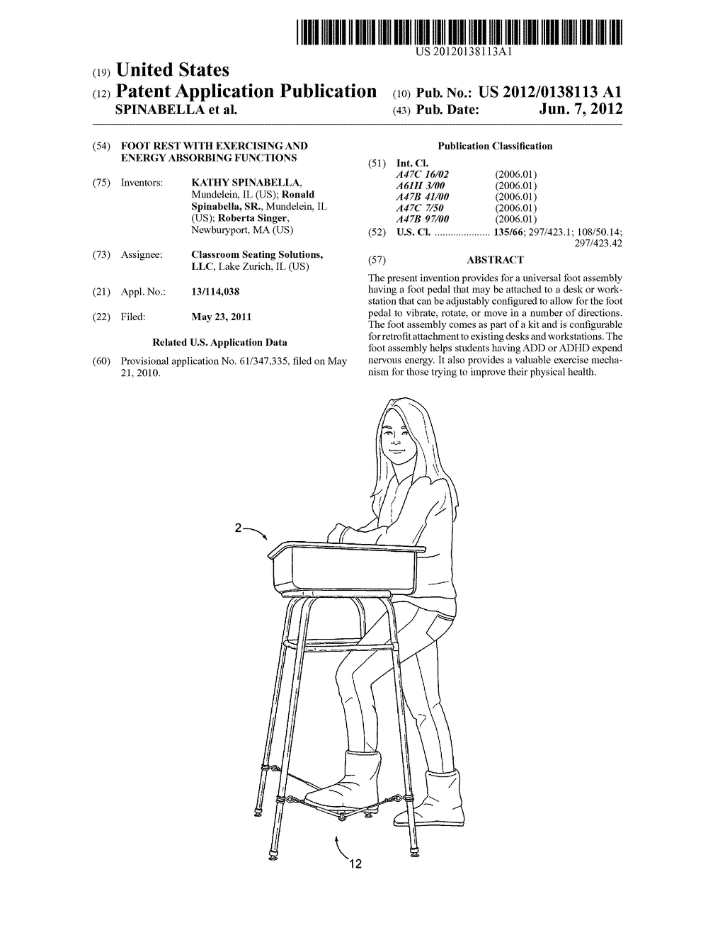Foot rest with exercising and energy absorbing functions - diagram, schematic, and image 01