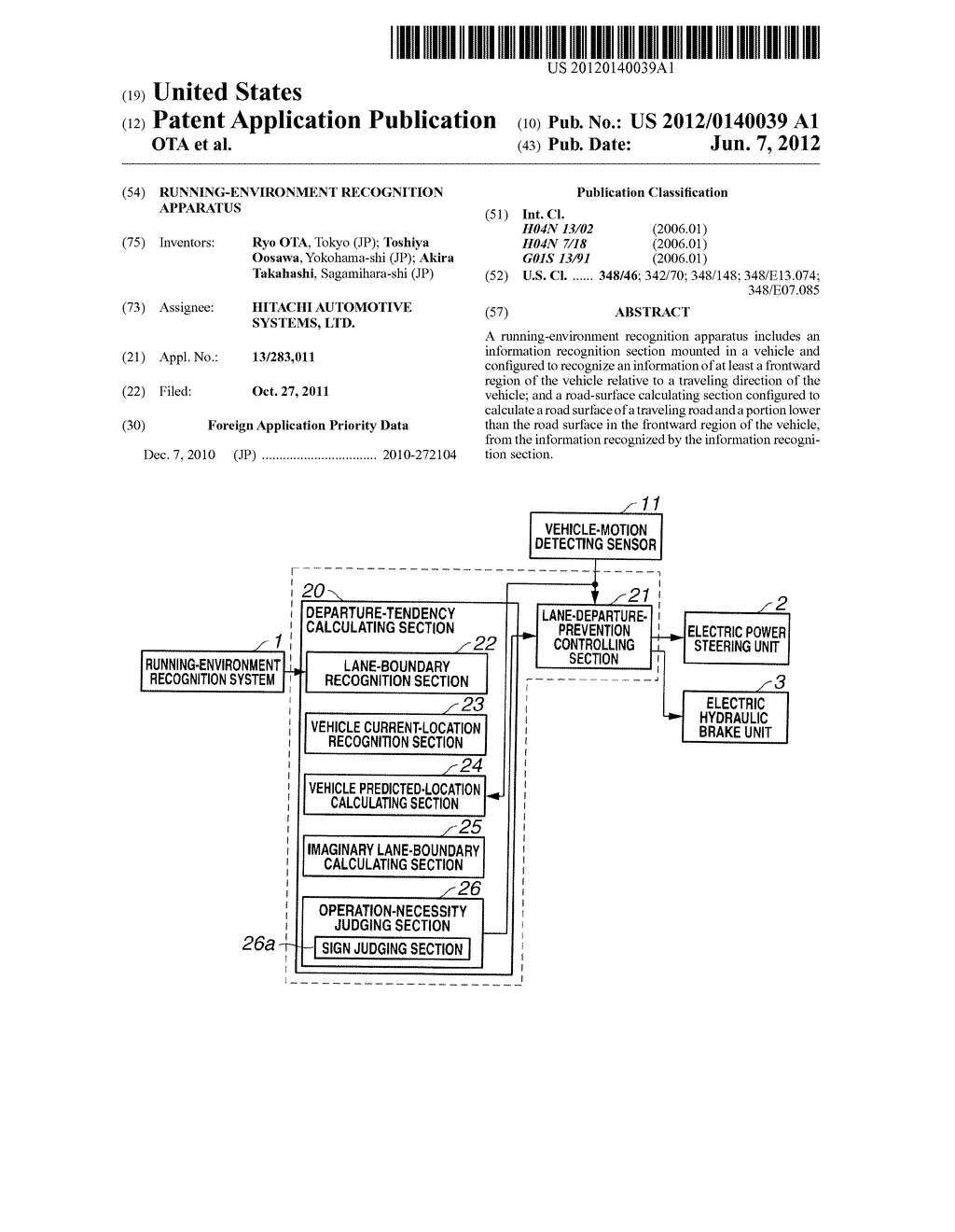 RUNNING-ENVIRONMENT RECOGNITION APPARATUS - diagram, schematic, and image 01